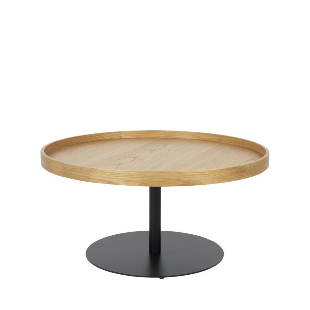 YURI - Table basse ronde en bois et métal D70cm bois clair