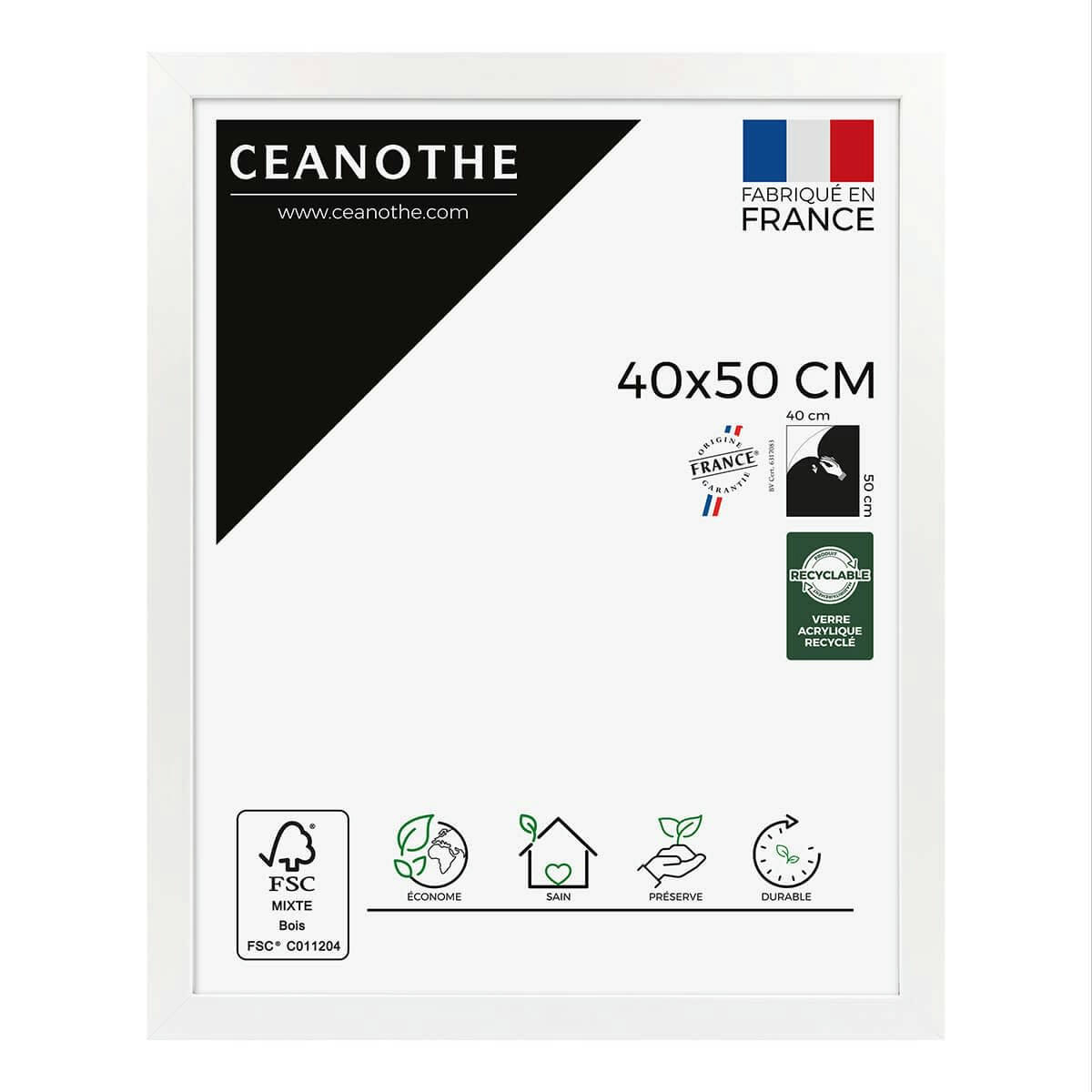 ETERNEL - Cadre photo design blanc 40x50 cm bois reconstitué fsc