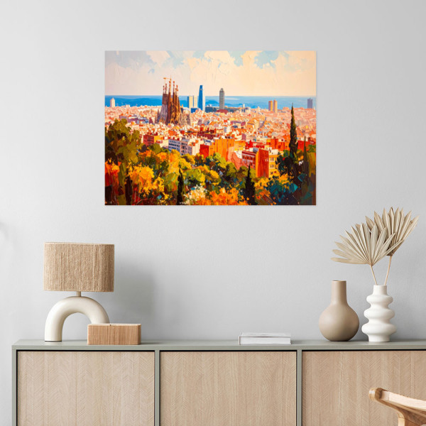 Naklejka samoprzylepna Feeby Barcelona Miasto Pejzaż 30x20