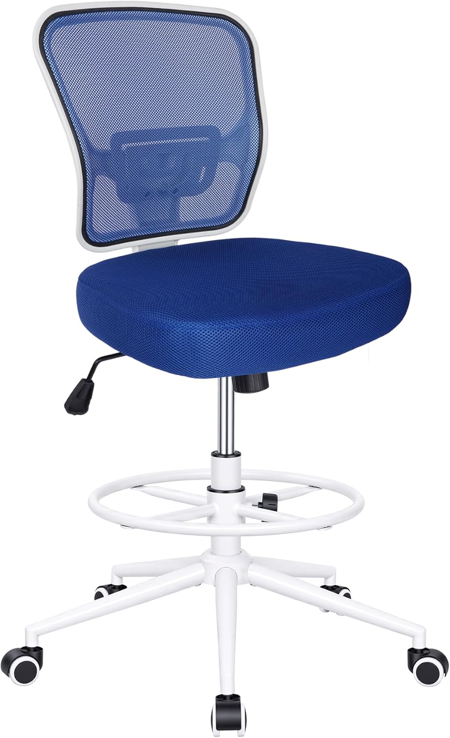 Armless Drafting Chair Tall Office Chair for Standing Desk - Adjustable Height Mesh Ergonomic Stool with Foot Ring, Rolling Counter Height Computer Chair for Small Spaces & Home Office