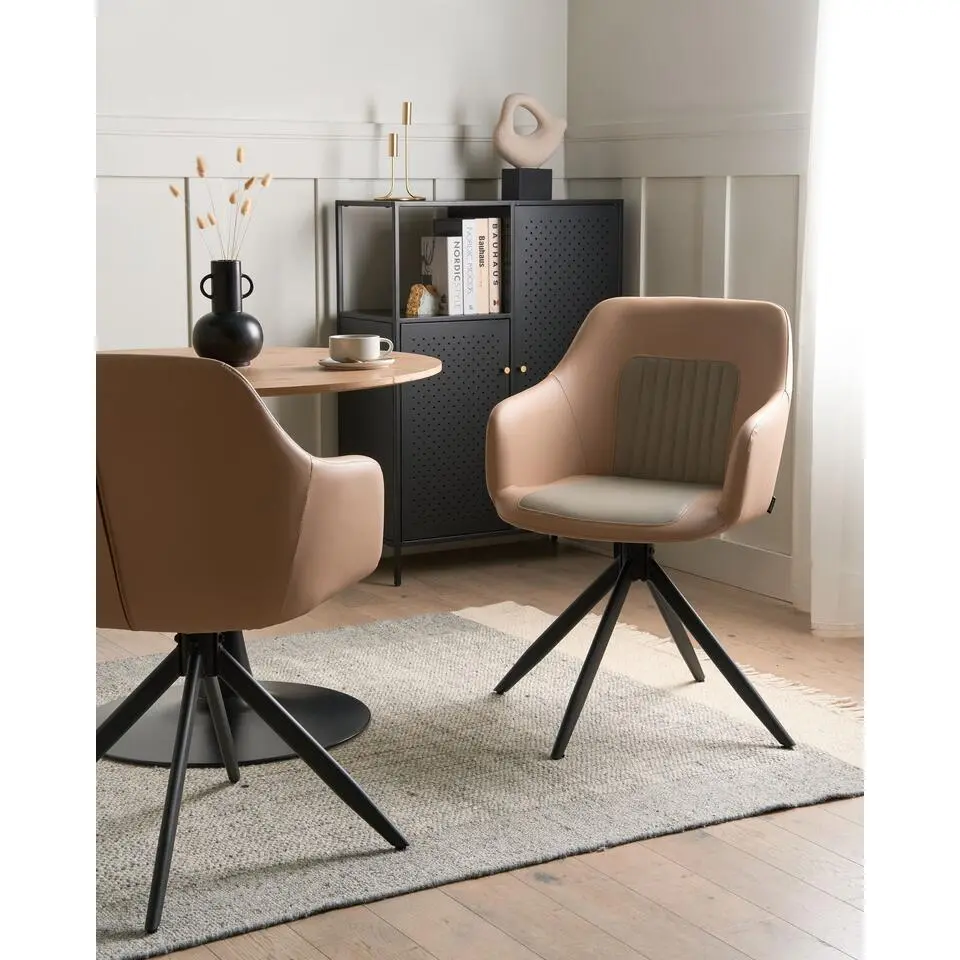 LIKELY - Eetkamerstoel set van 2 - Zandbeige - Kunstleer