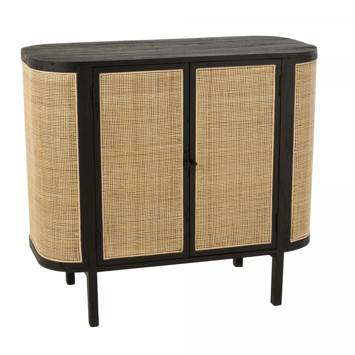 DAISY - Buffet 2 portes en cannage et bois noir