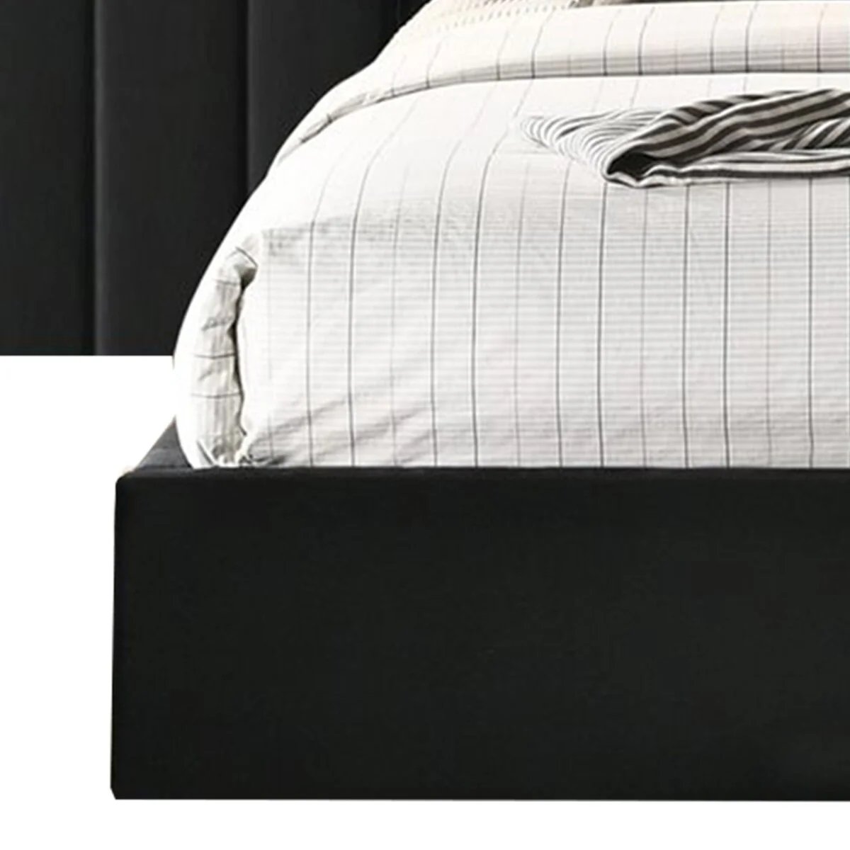 King Size Vertically Stitched Headboard with 2 Drawers Footboard, Black