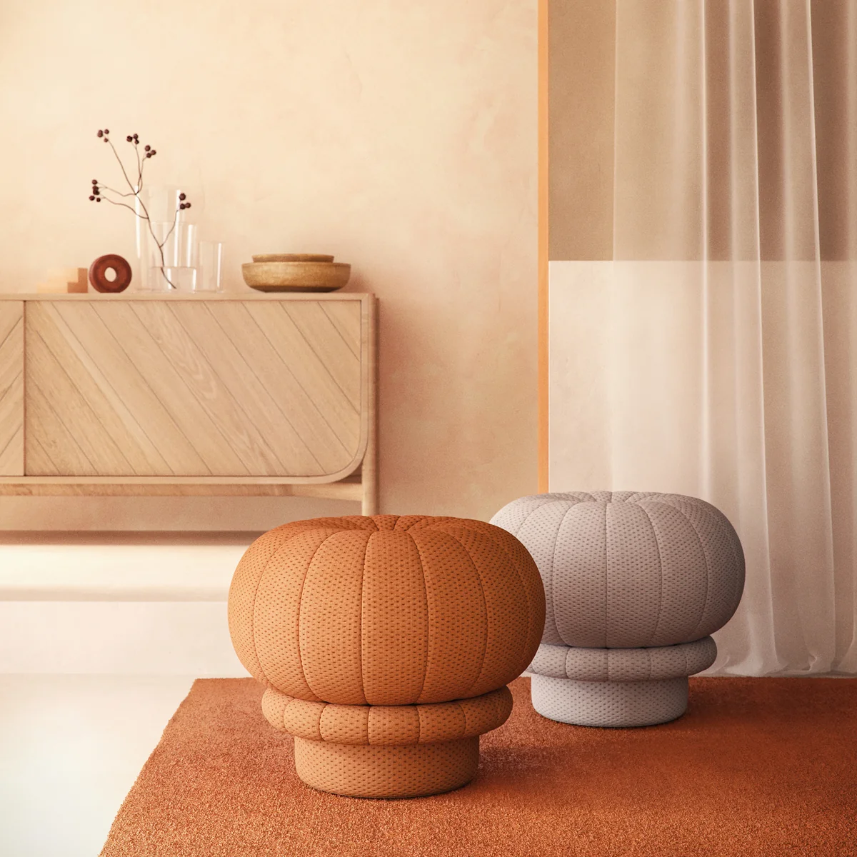 Hartô - Claudie Pouf, Ø 55 x H 46 cm, cactus