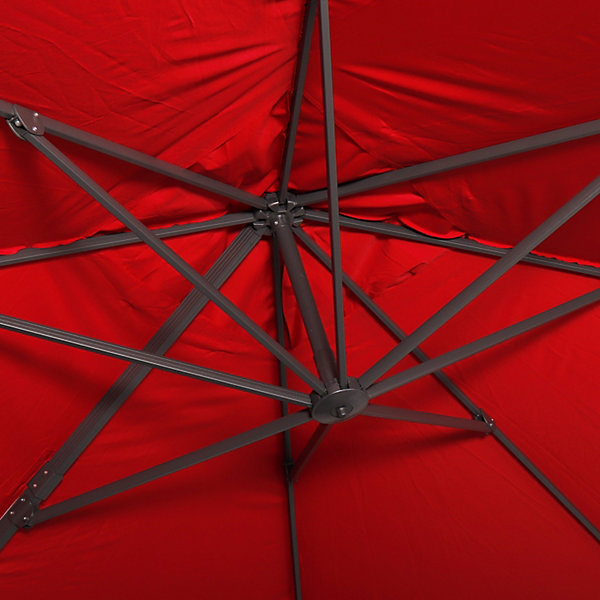 Parasol déporté rectangulaire rouge 3x4m   dalles à lester 50x50cm