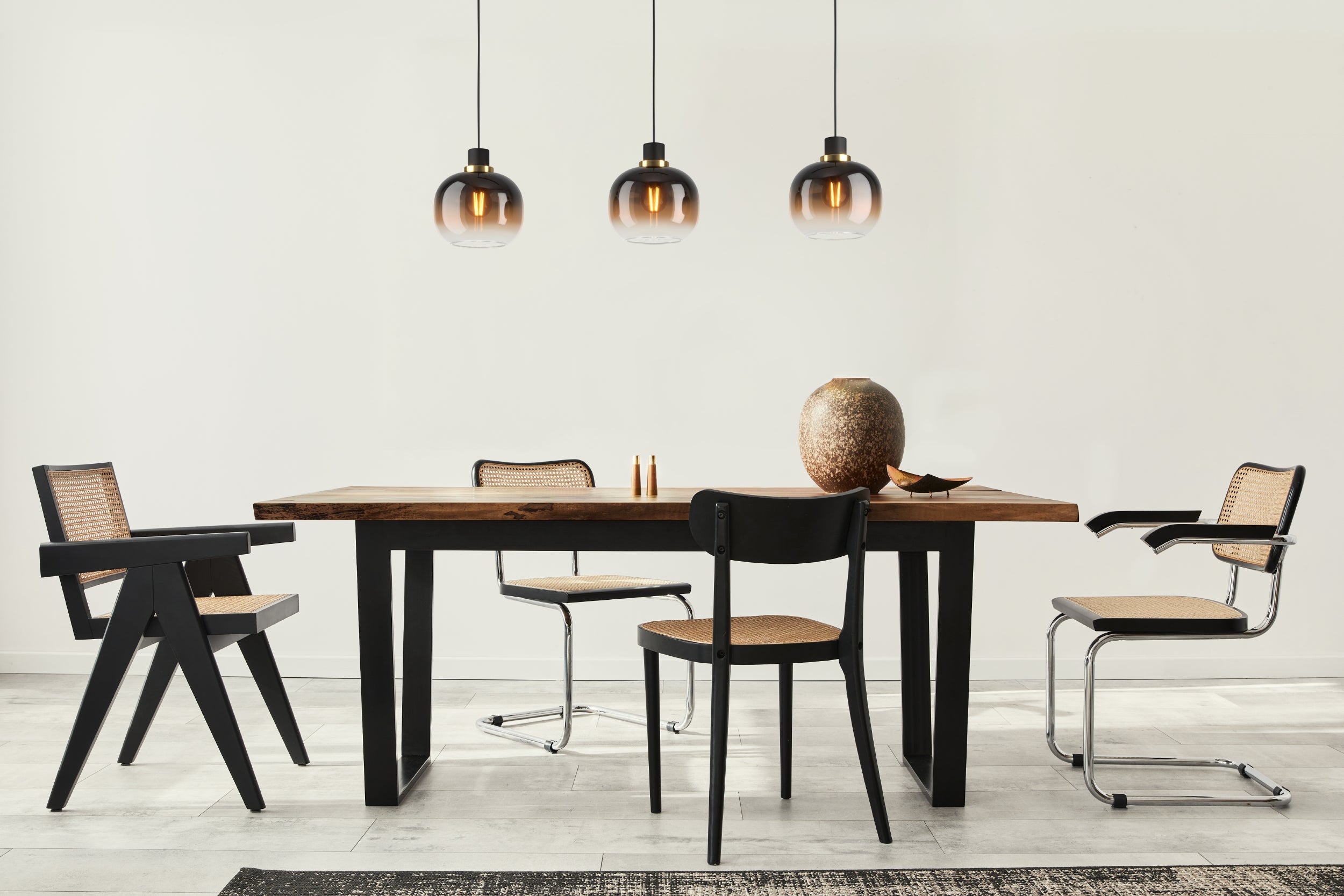 EGLO Oilella Hanglamp - E27 - 95 cm - Amber glas - Zwart