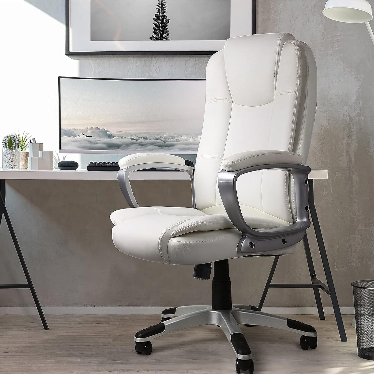 OFIKA Home Office Chair, 400LBS Big and Tall Chair Heavy Duty Design, Ergonomic High Back Cushion Lumbar Back Support, Computer Desk Chair, Adjustable Executive Leather Chair with Armrest