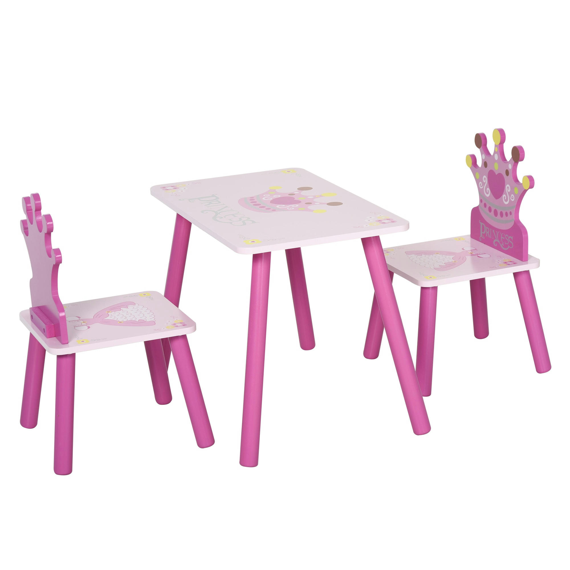 - Ensemble table et chaises enfant design princesse bois rose