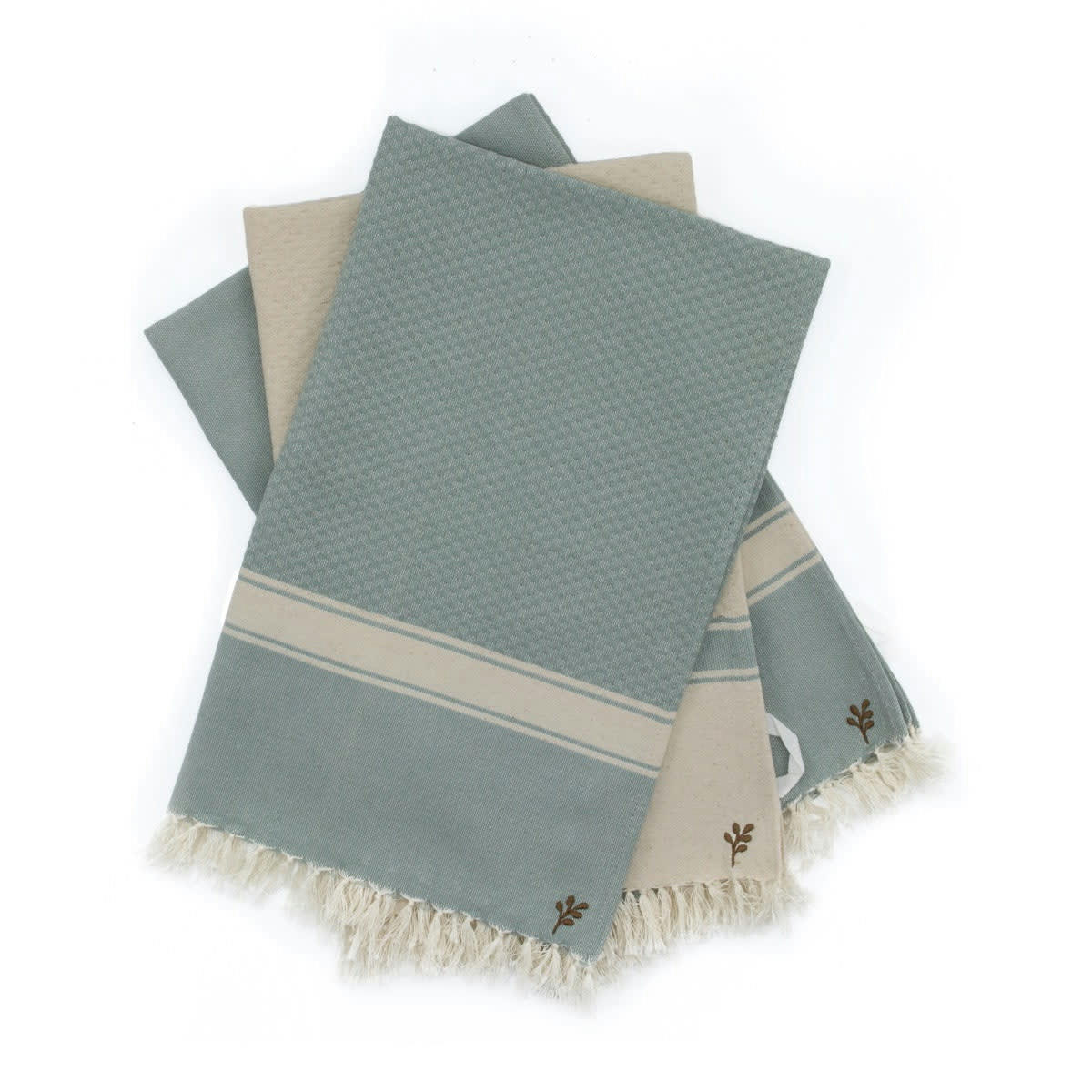 MARSA - Torchons (x3) coton  45x75 vert d'eau