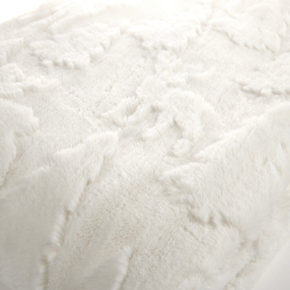 Plaid pilou tissu embossé motif sapin polyester L160X130 cm blanc