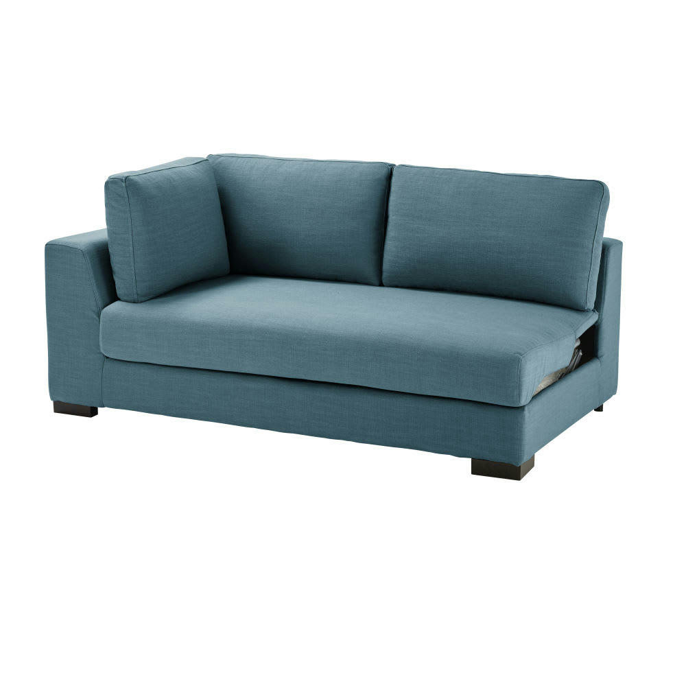 Terence - Accoudoir gauche pour canapé modulable 2 places bleu pétrole