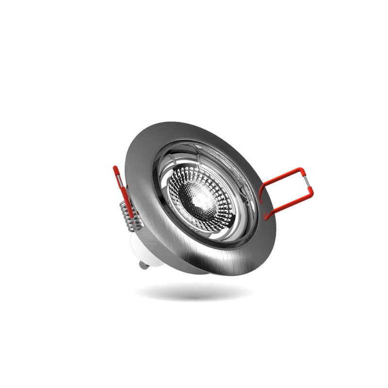 Spot encastrable LED acier brossé GU10 blanc chaud IP20 345 lm 5 W 5 pièces XANLITE
