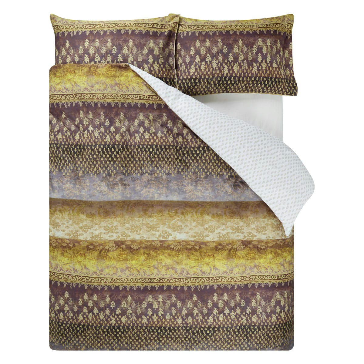 KASAVU - Housse de couette imprimée en satin de coton beige 260x240