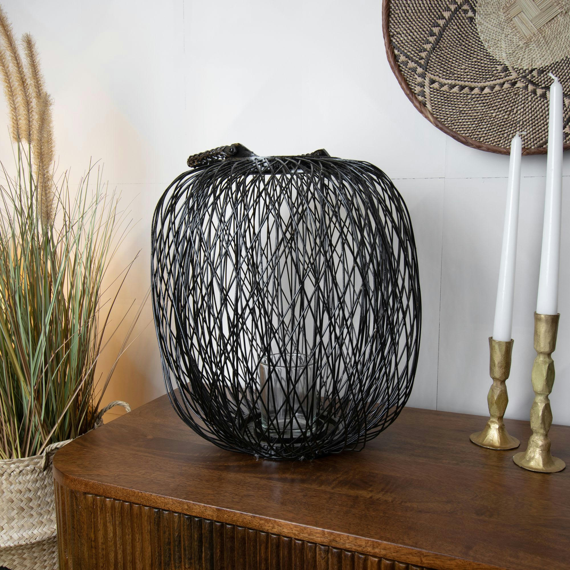 TRIBU - Lanterne ronde en bambou noir