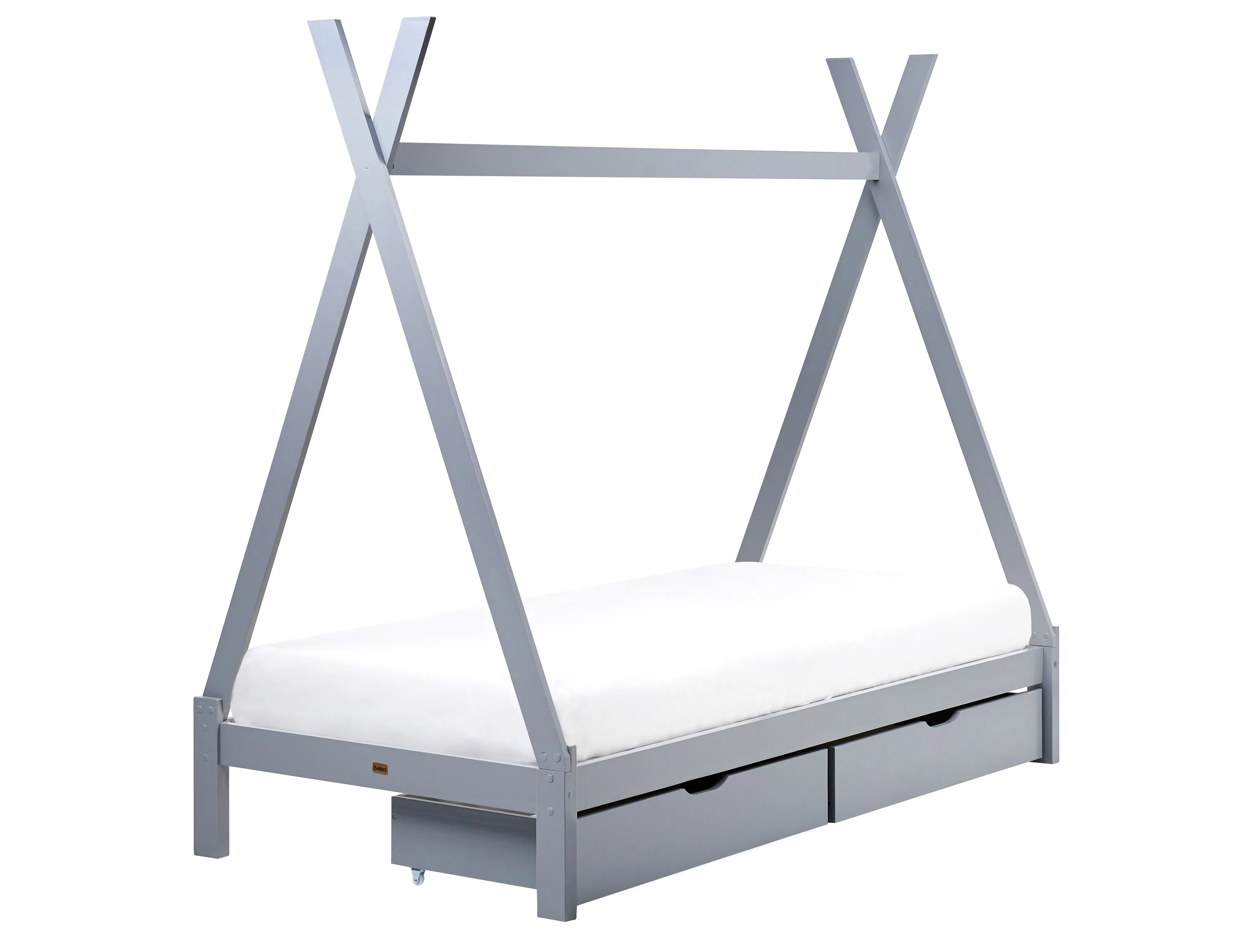 Kids Bed Teepee Pine Wood DEVAY 90 x 200 cm (EU Single) Grey