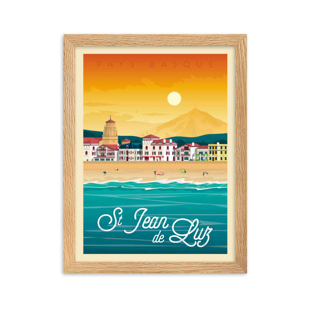 - Affiche Saint-Jean-de-Luz France avec Cadre (Bois) 21x29,7 cm