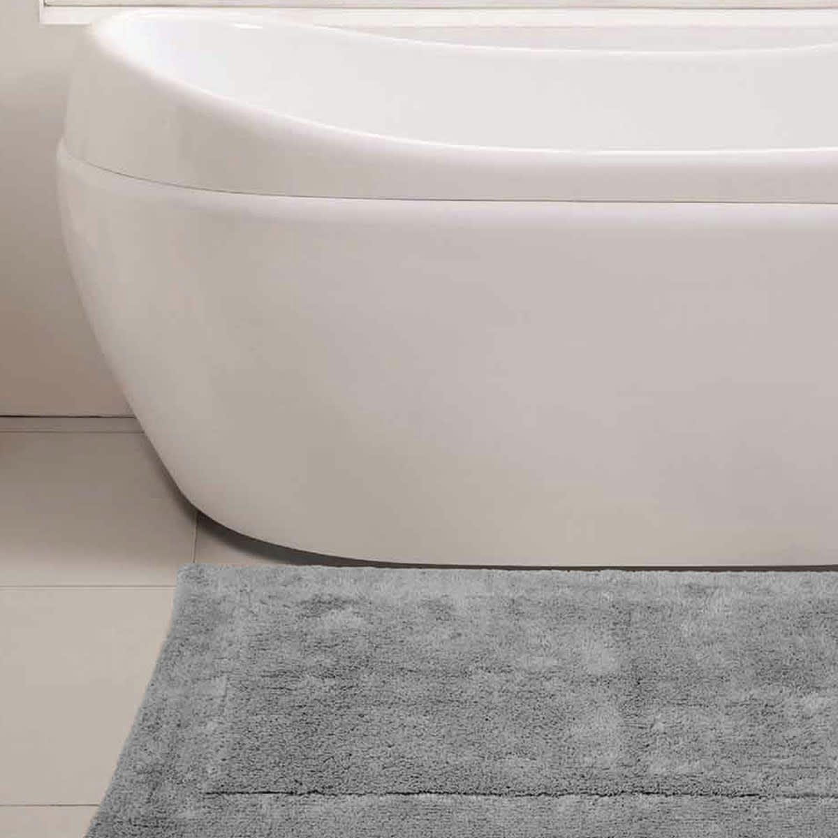 NUANCO - Tapis doux & épais de bain ou d'intérieur Gris Perle 50x80 cm