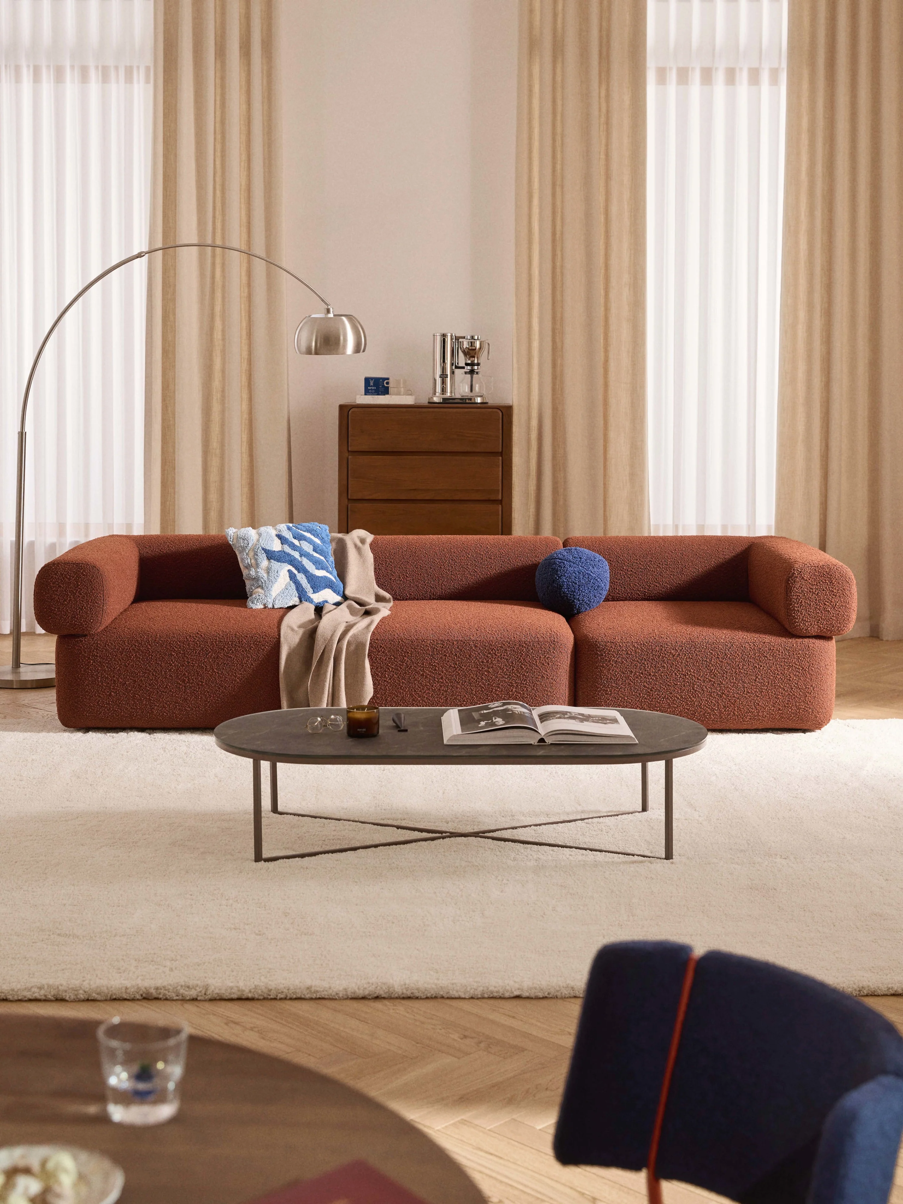 Modulares Bouclé-Sofa Anton (4-Sitzer)