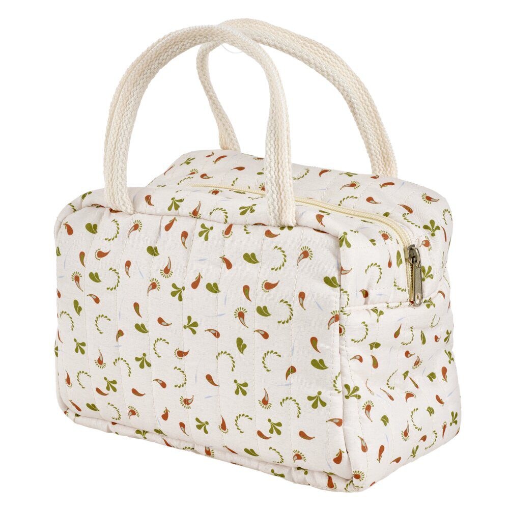 Lunch bag tissu motif floral avec boÎte et bloc froid 23x15xH16cm