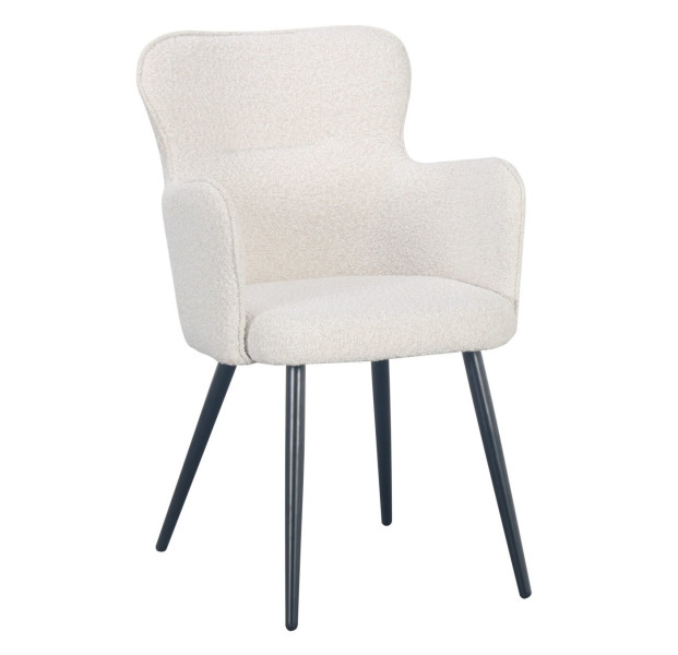 Krzesło Cherson białe tkanina teddy bear tapicerowane
