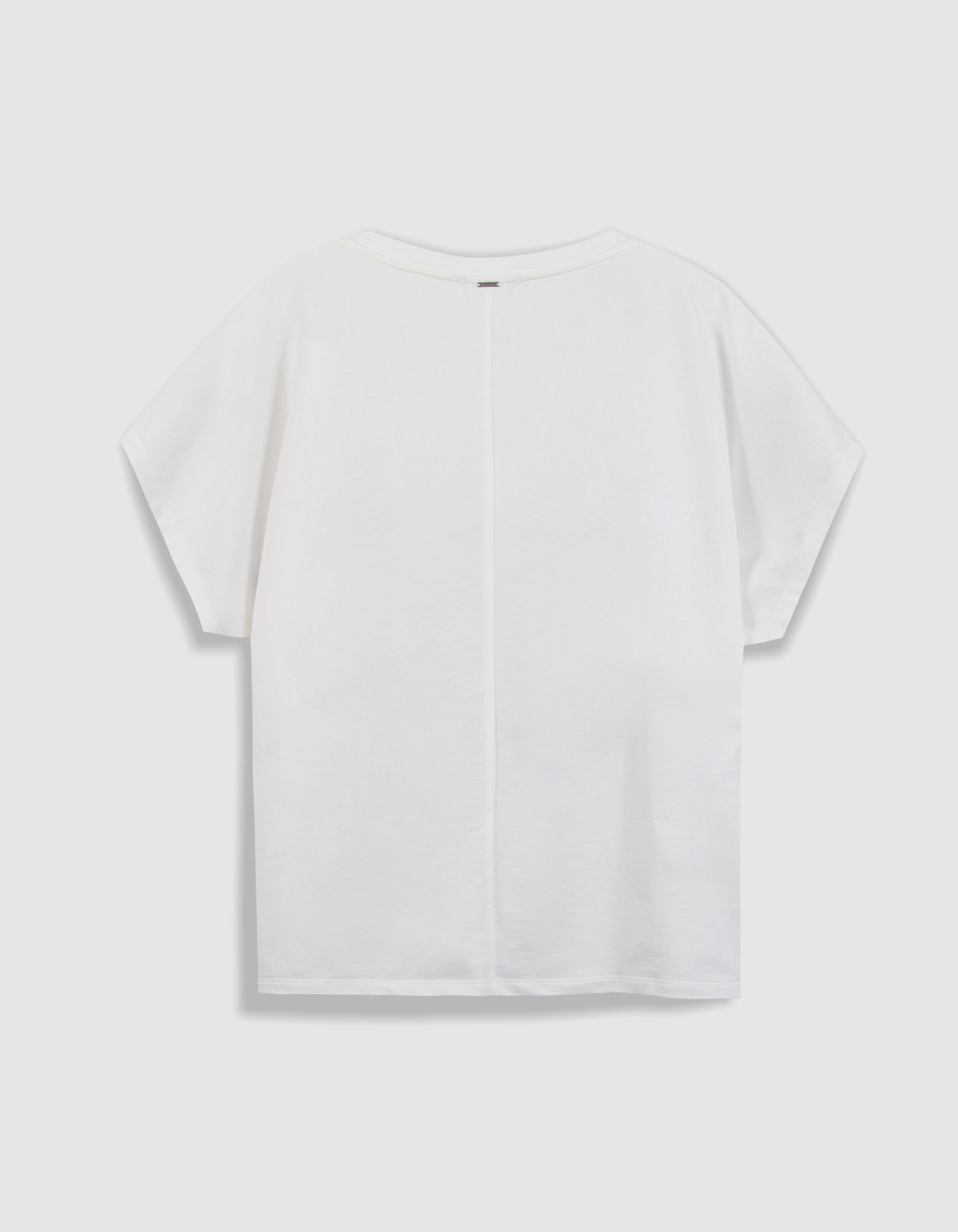 Tee-shirt col V blanc visuel léopard Femme