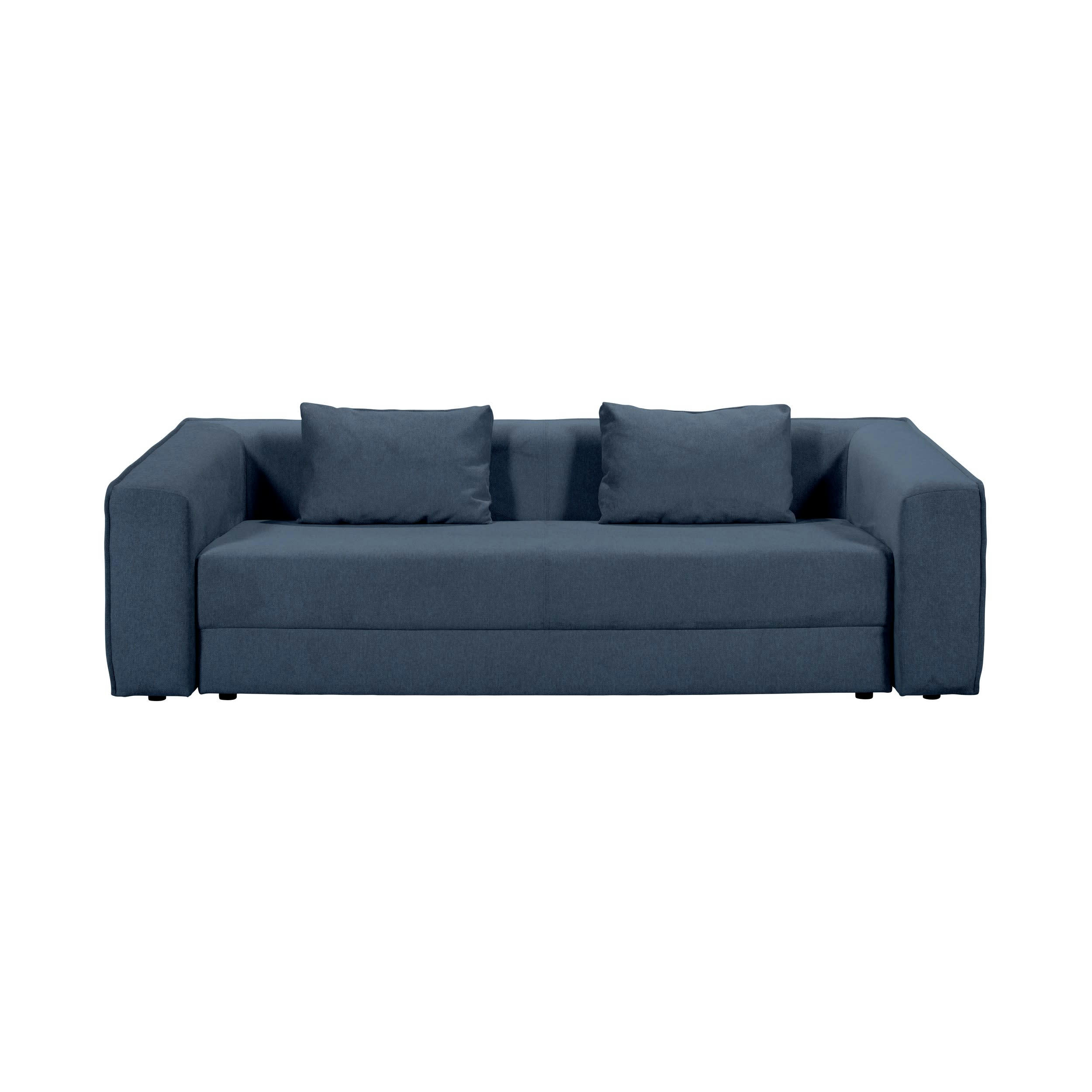 MUSCAT - Canapé droit convertible 3 places en tissu bleu