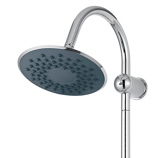 Colonne de douche sans robinetterie avec pommeau   douchette 1 jet   support   flexible 150 cm en inox chromé Nakri