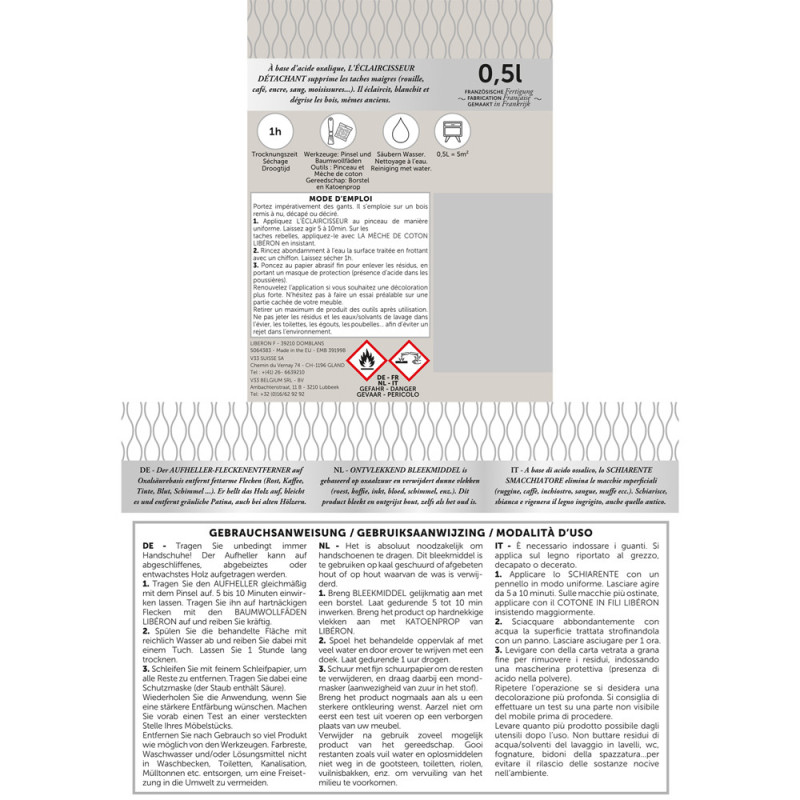 Eclaircisseur détachant 0,5 L LIBERON