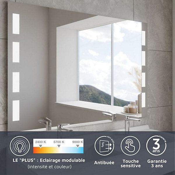 Miroir LED modulable et antibuée PRESTIGE PLUS - 120x80 cm