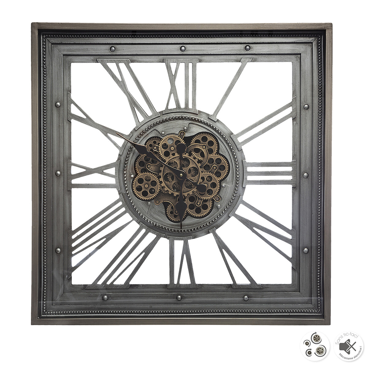 Relógio EZRA cinza em metal 80cm