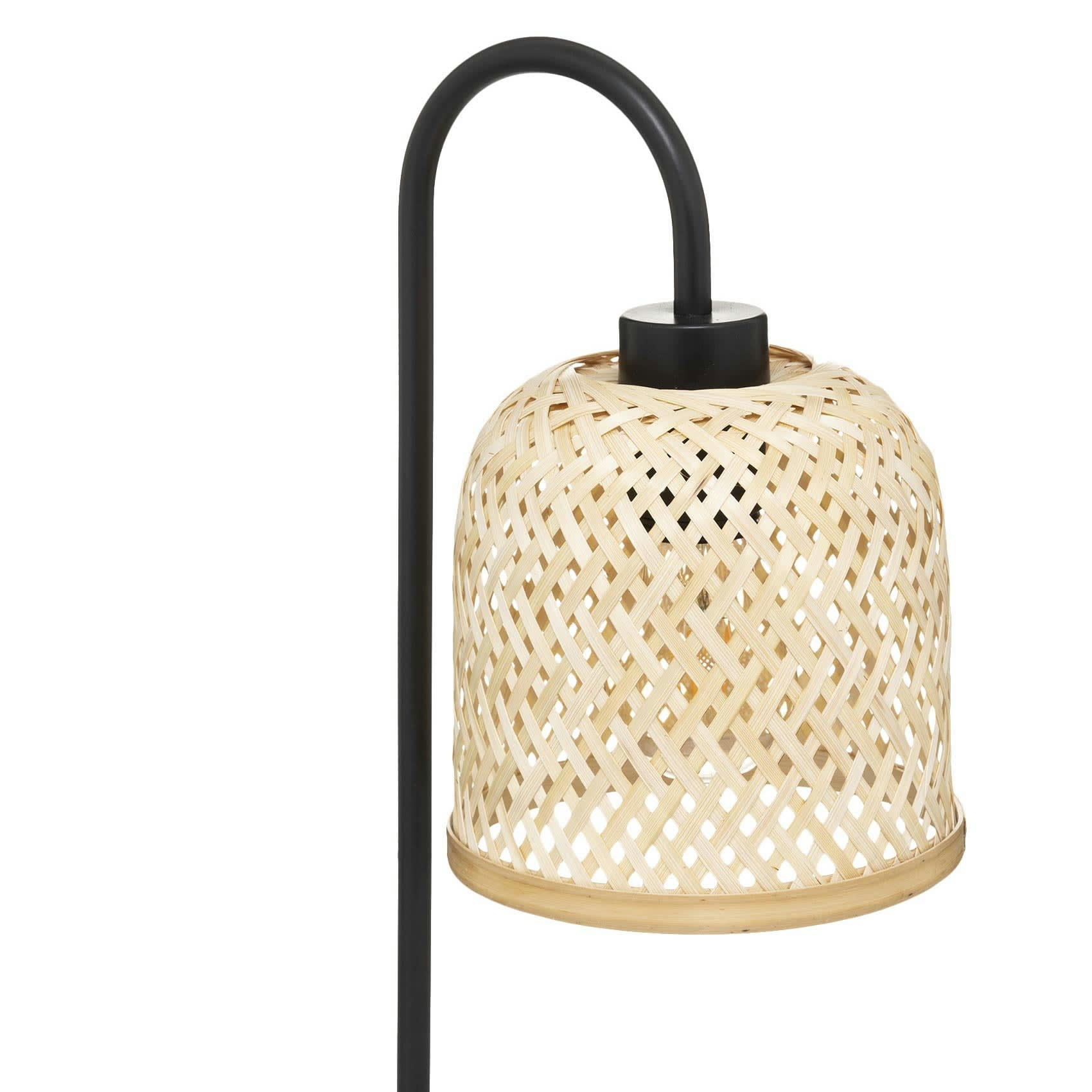 - Lampe à poser esprit naturel métal/bambou/bois noir h 43.5 cm