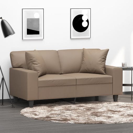 NNEVL Throw Pillows 2 pcs Cappuccino 40x40 cm Faux Leather