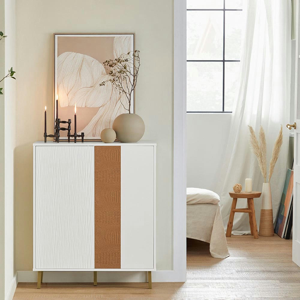 - Armoire de rangement 2 portes effet bois blanc
