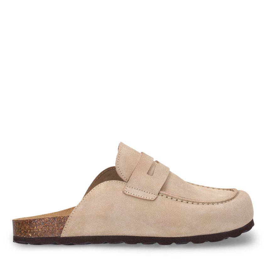 Manfield Beige suède clogs