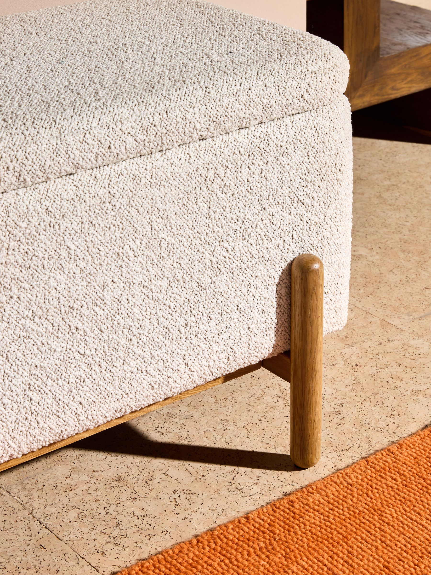 Asare Storage Ottoman Bench in Off White Pax Boucle