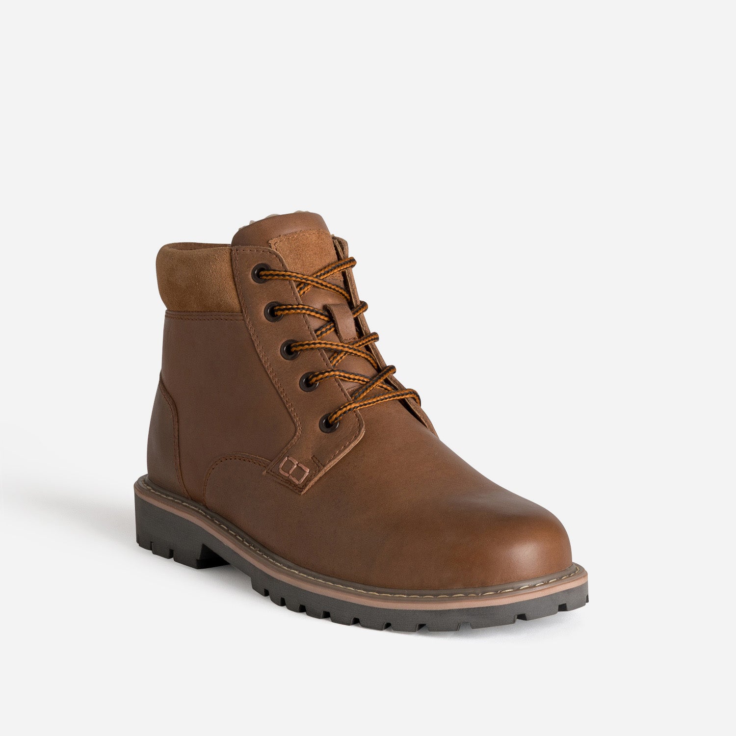 Boots à lacet cognac cuir semelle crantée