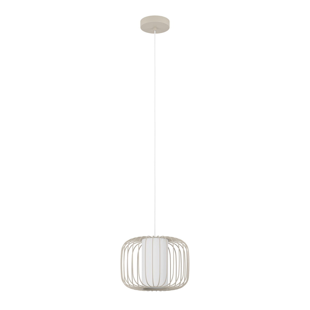 EGLO hanglamp Terrarosa - e27 - ø 28,5 cm - zand/wit - textiel