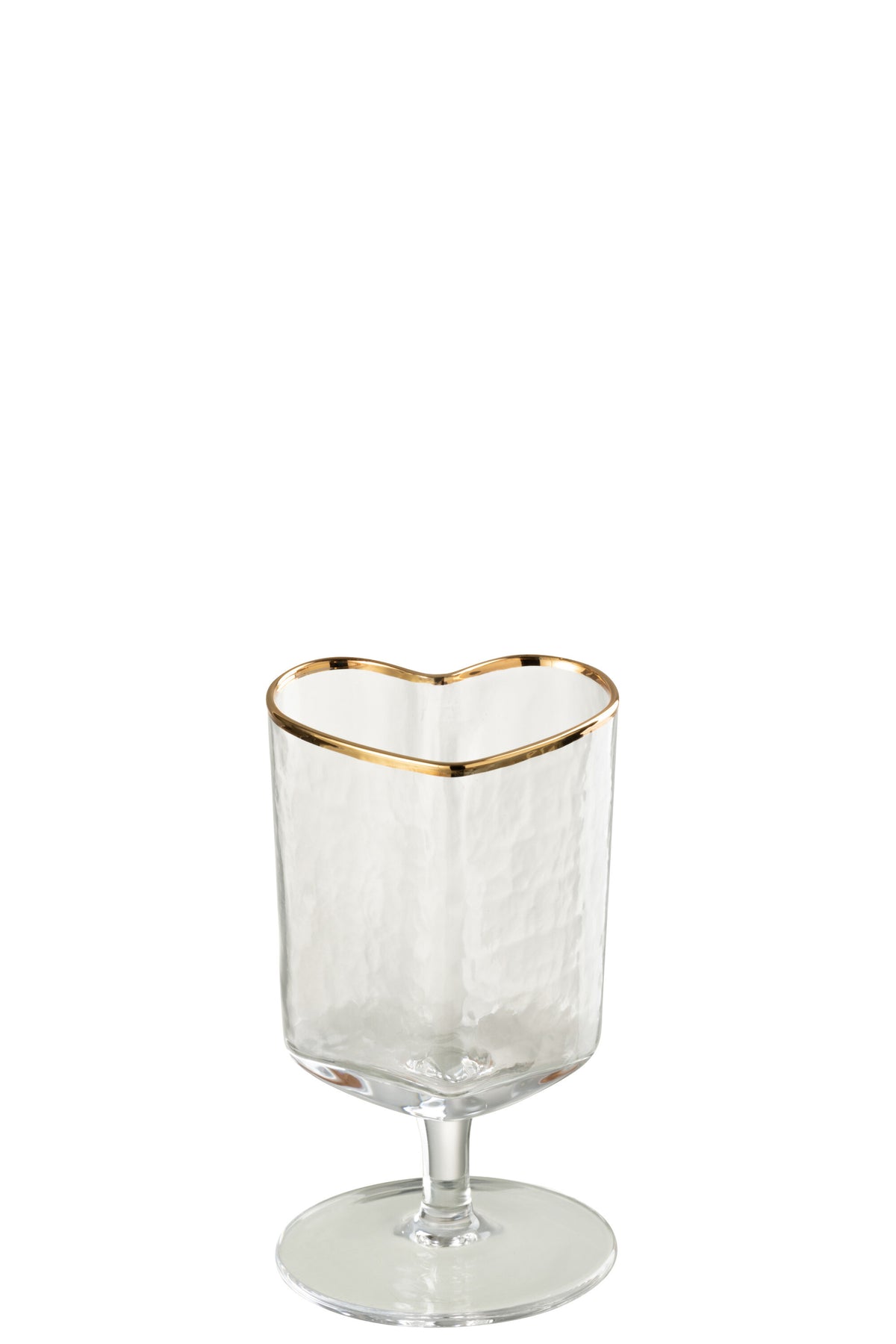 J-Line wijnglas Hart - glas - goud/transparant - 12 stuks