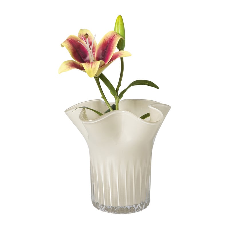 Vaas golf met ribbel - beige - &Oslash;19.5x19 cm