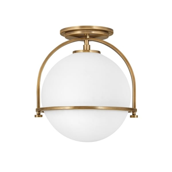 Somerset 1-Light Small Heritage Brass Semi-Flush Mount