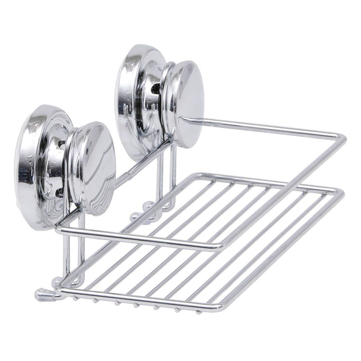 Cesto wc retangular em metal com ventosas cromado