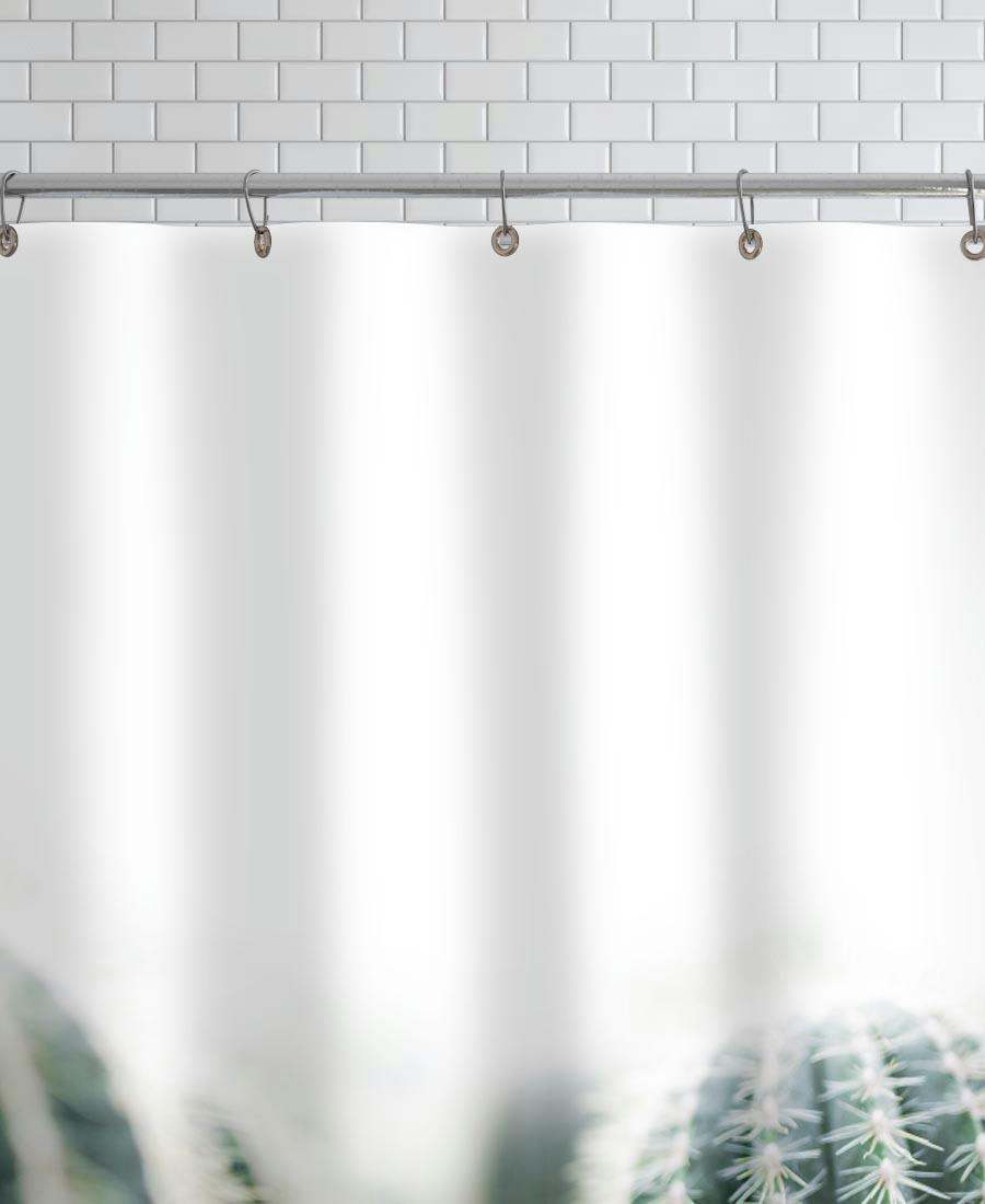 CACTUS 1 - Rideau de douche en polyester en blanc & vert 150x200