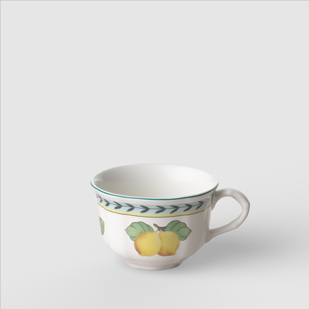 French Garden Coffee/ Tea Cup - Multi-colored, 4.4 oz, Premium Porcelain