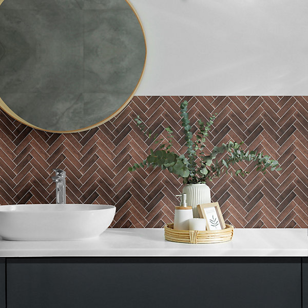 Panneau Décoratif Mural Wallfluent 50x50 cm Motif En Chevrons Pour Le Bois 4 pièces