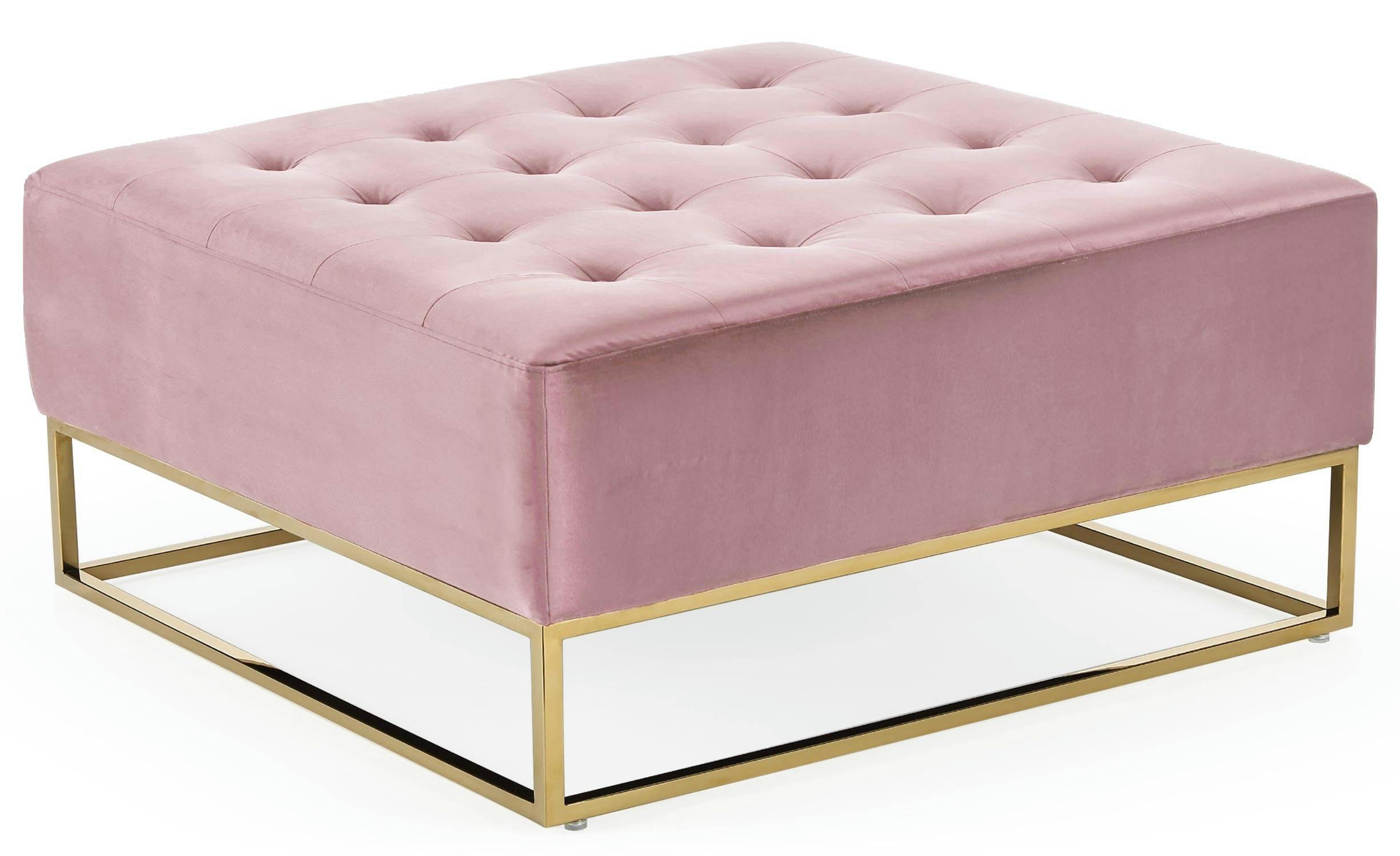 HUDSON - Pouf carré velours rose
