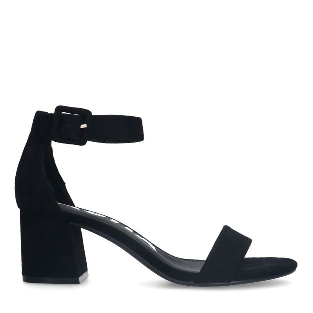 Zwarte suède sandalen met blokhak