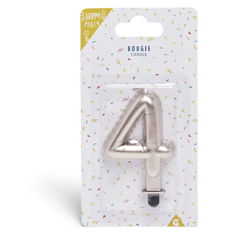 Bougie anniversaire chiffre 4 rose gold