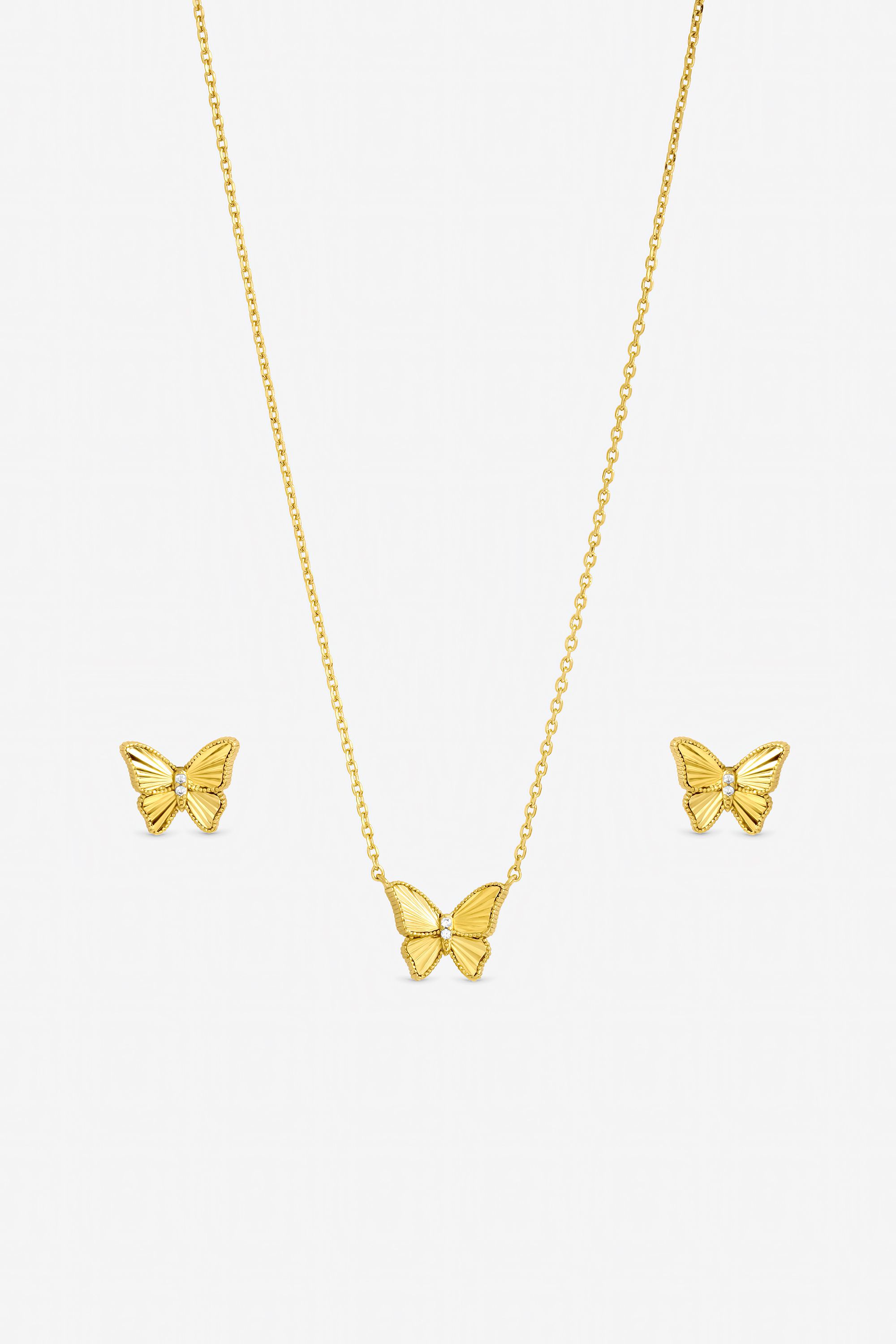 Jon Richard Gold Plated Diamond Cut Butterfly Set - Gift Box