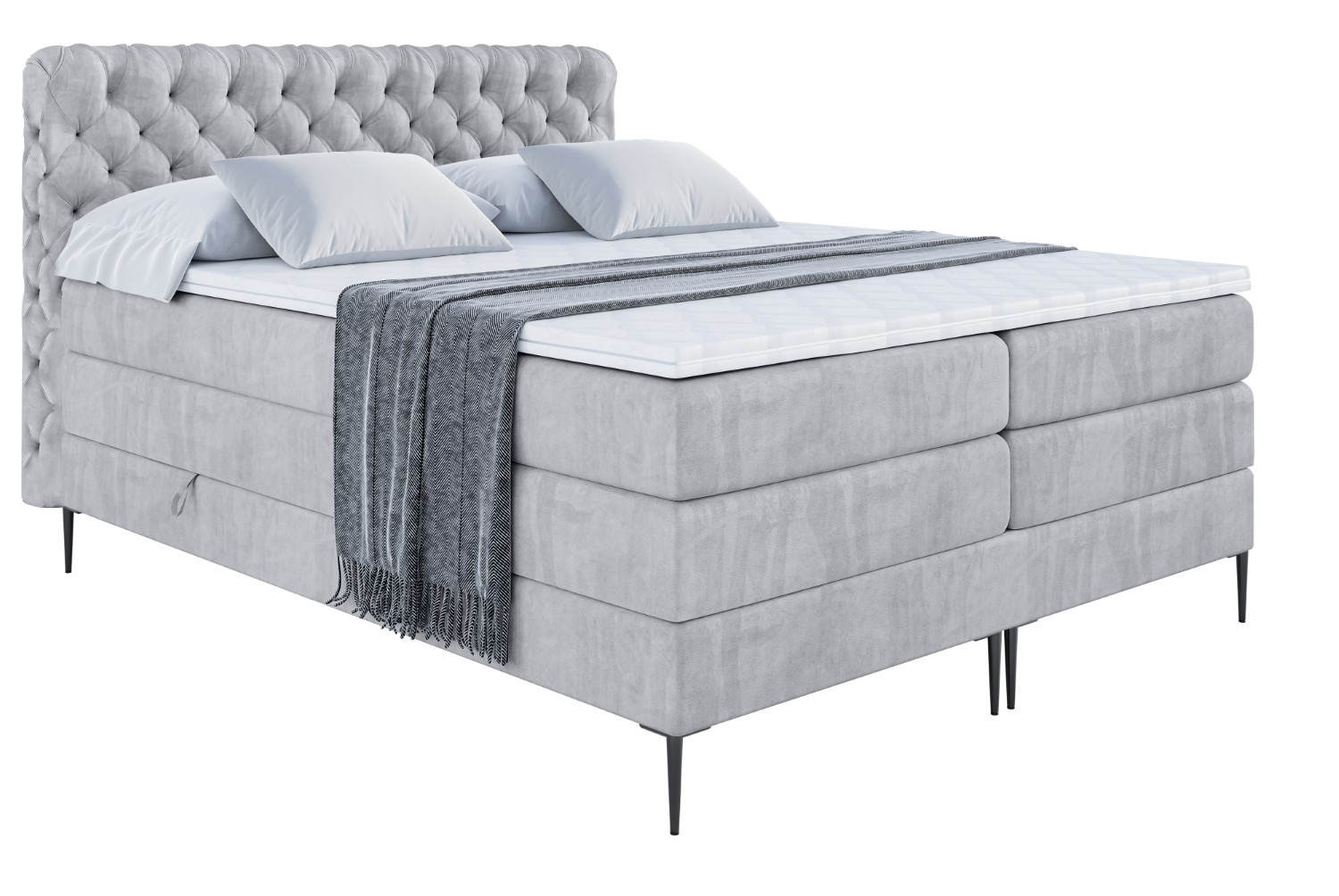 Łóżko kontynentalne - pojemnik, materac, nóżki BOXI8-FC KING 120x200cm