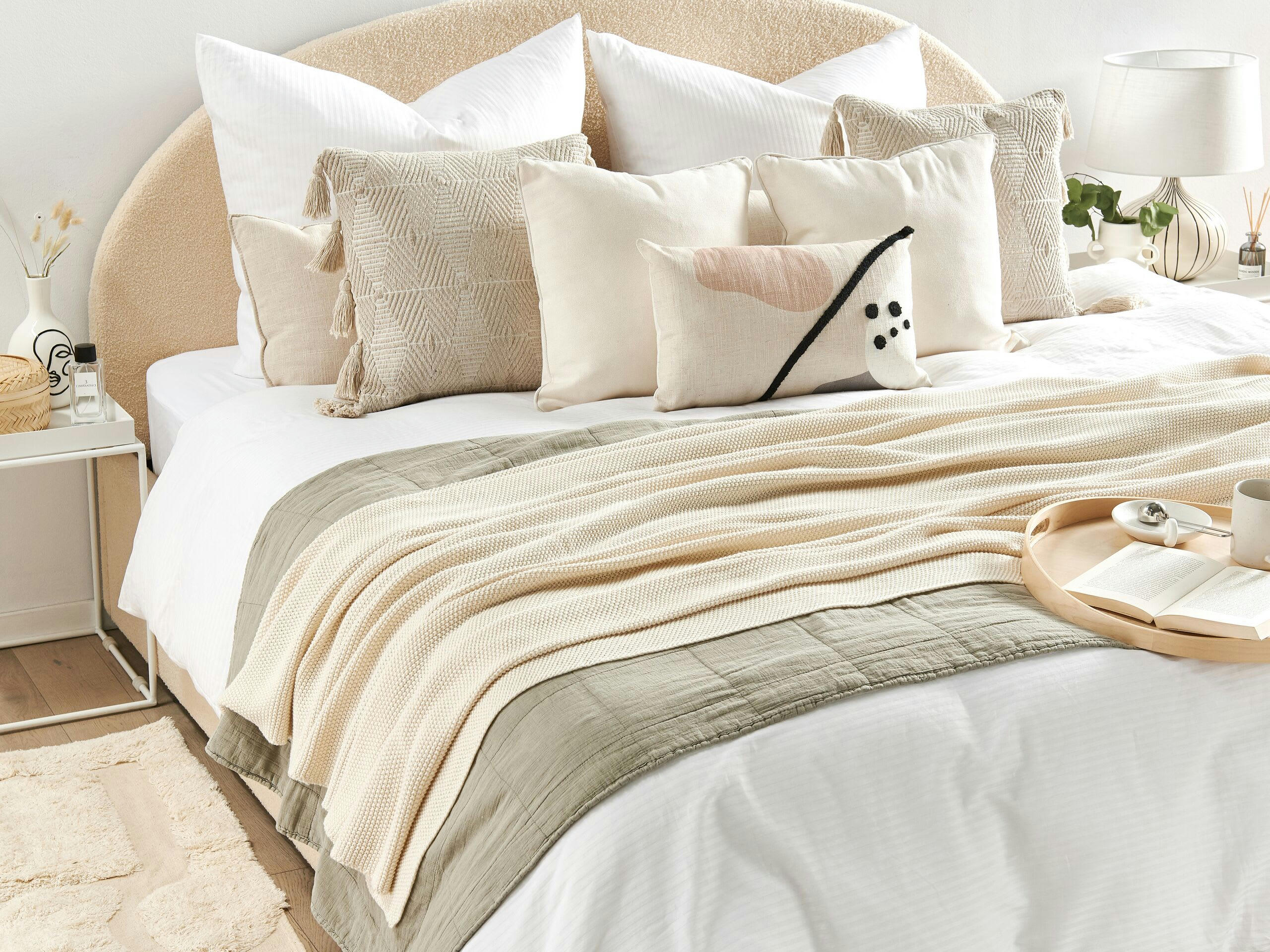 ASAKA - Couverture en coton beige 180x130cm